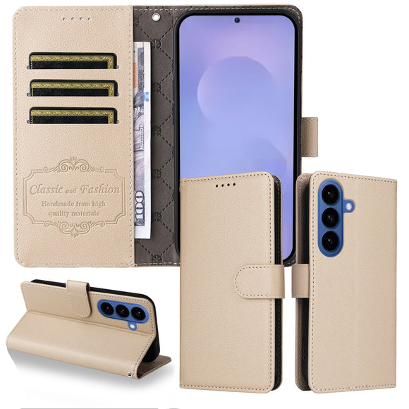 Samsung Galaxy S26 EIDERWOOD Kunstlæder Flip Cover m. Strop - Beige