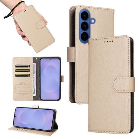 Samsung Galaxy S26 EIDERWOOD Kunstlæder Flip Cover m. Strop - Beige