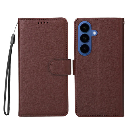 Samsung Galaxy S26 EIDERWOOD Kunstlæder Flip Cover m. Strop - Brun