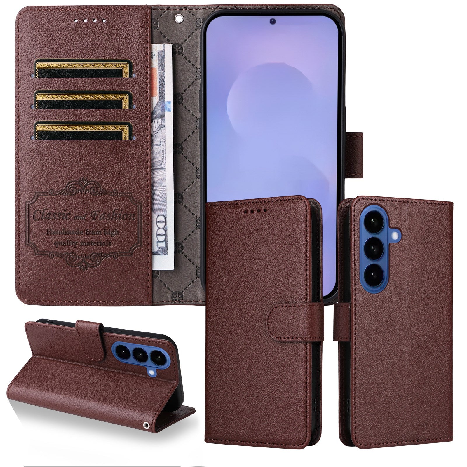 Samsung Galaxy S26 EIDERWOOD Kunstlæder Flip Cover m. Strop - Brun