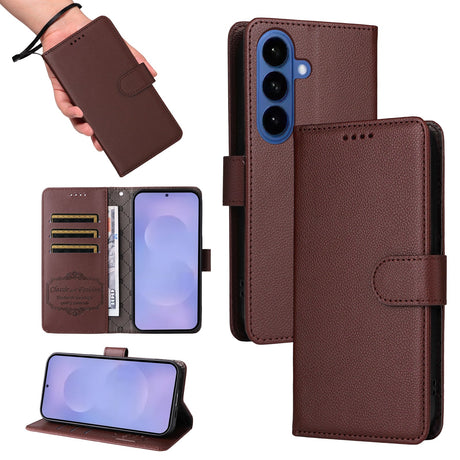Samsung Galaxy S26 EIDERWOOD Kunstlæder Flip Cover m. Strop - Brun
