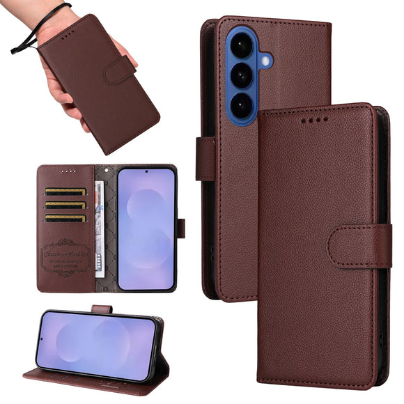 Samsung Galaxy S26 EIDERWOOD Kunstlæder Flip Cover m. Strop - Brun