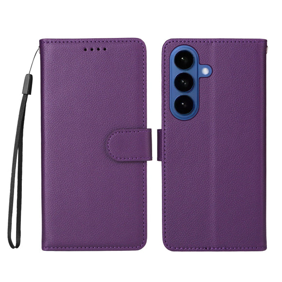 Samsung Galaxy S26 EIDERWOOD Kunstlæder Flip Cover m. Strop - Lilla