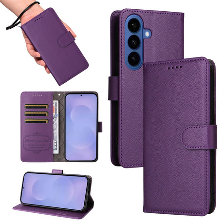 Samsung Galaxy S26 EIDERWOOD Kunstlæder Flip Cover m. Strop - Lilla