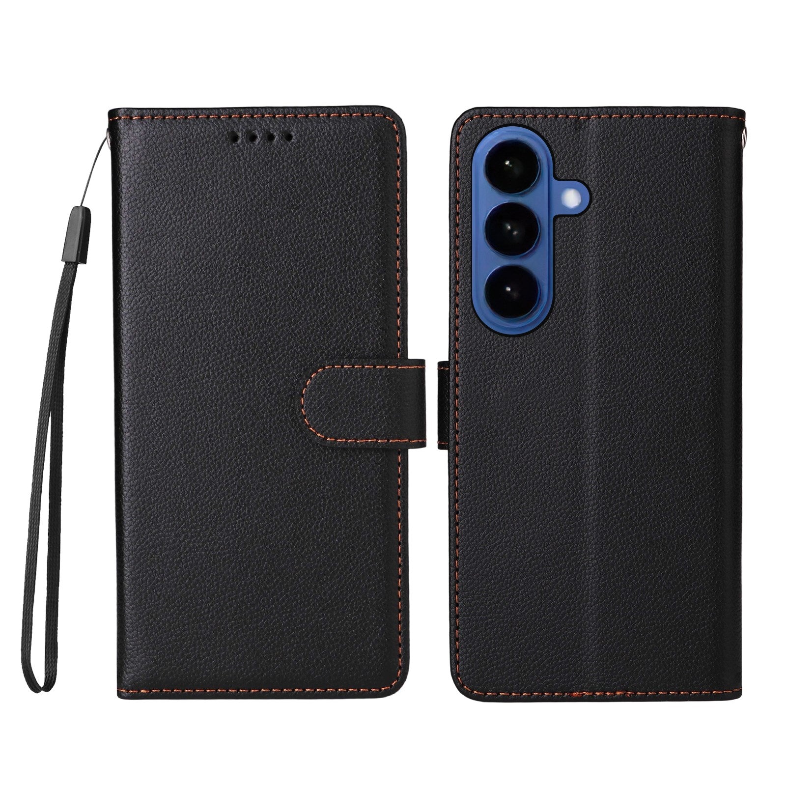Samsung Galaxy S26 EIDERWOOD Kunstlæder Flip Cover m. Strop - Sort