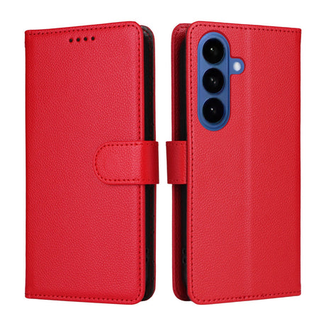 Samsung Galaxy S26 EIDERWOOD Kunstlæder Flip Cover m. Strop - Rød