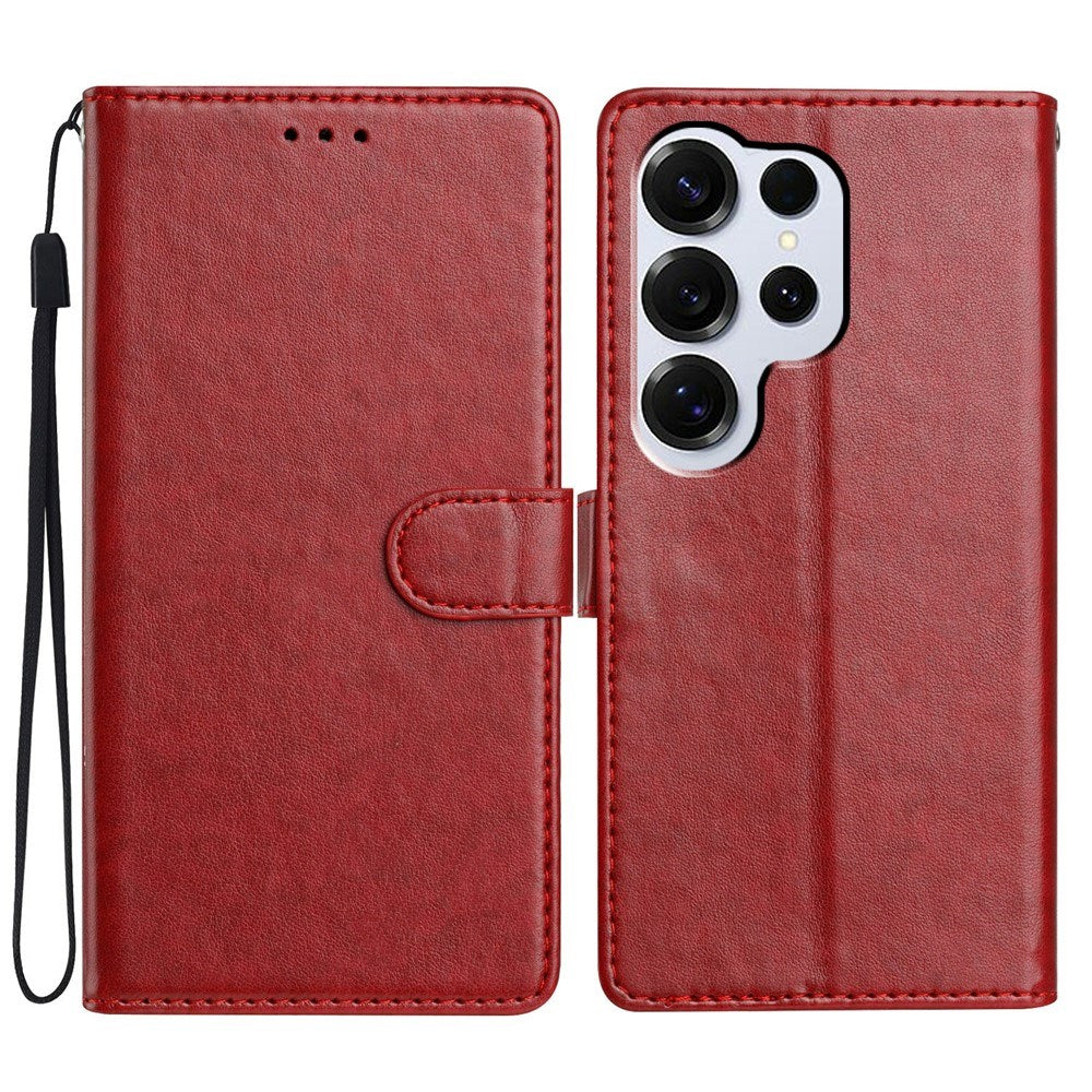 Samsung Galaxy S26 Ultra EIDERWOOD Kunstlæder Cover m. Strop & Kortholder - Rød