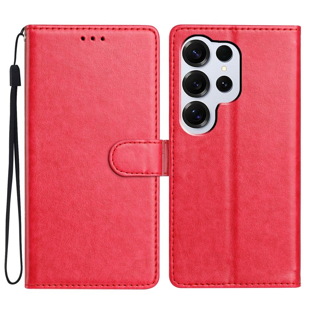 Samsung Galaxy S26 Ultra EIDERWOOD Kunstlæder Cover m. Strop & Kortholder - Koralrød