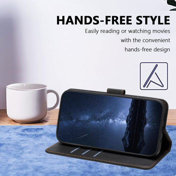Honor Magic8 Lite EIDERWOOD Kunstlæder Flip Cover m. Kortholder & Ståfunktion - Sort