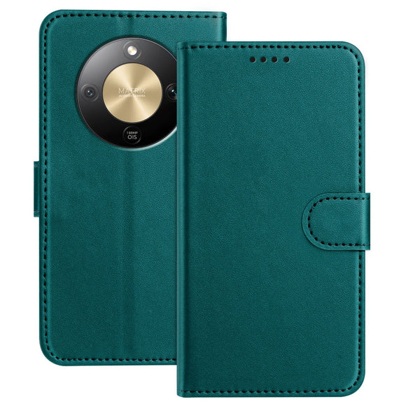 Honor Magic8 Lite EIDERWOOD Kunstlæder Flip Cover m. Kortholder & Ståfunktion - Grøn