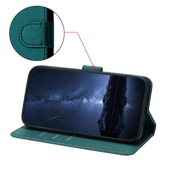 Honor Magic8 Lite EIDERWOOD Kunstlæder Flip Cover m. Kortholder & Ståfunktion - Grøn