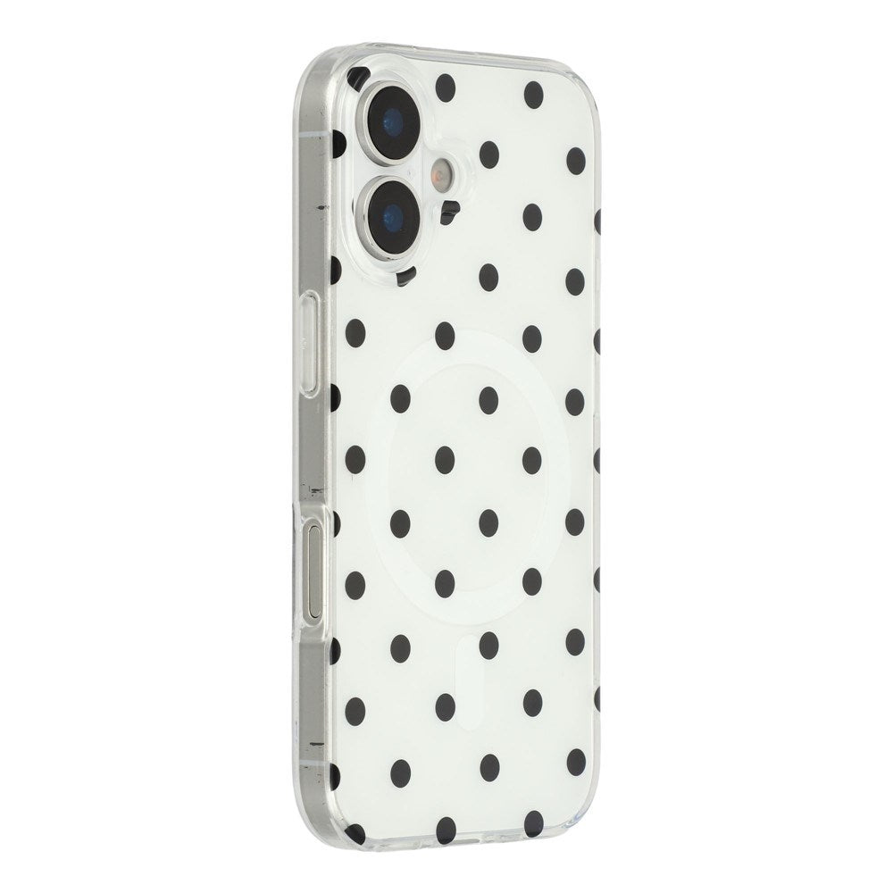 EIDERWOOD iPhone 17 Hybrid Cover m. Polka Design - MagSafe Kompatibel - Gennemsigtig / Sort