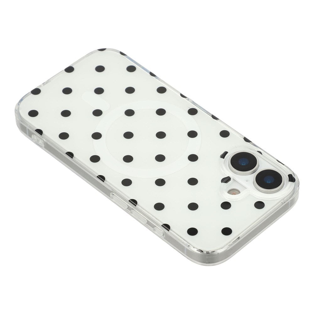 EIDERWOOD iPhone 17 Hybrid Cover m. Polka Design - MagSafe Kompatibel - Gennemsigtig / Sort