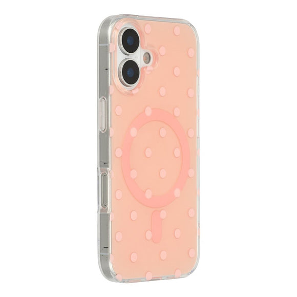 EIDERWOOD iPhone 17 Hybrid Cover m. Polka Design - MagSafe Kompatibel - Gennemsigtig / Lyserød