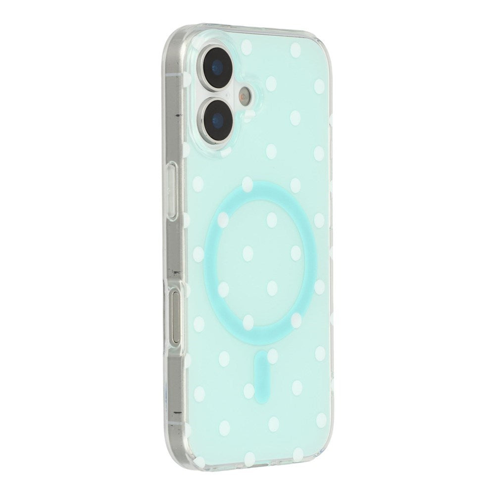 EIDERWOOD iPhone 17 Hybrid Cover m. Polka Design - MagSafe Kompatibel - Gennemsigtig / Turkis
