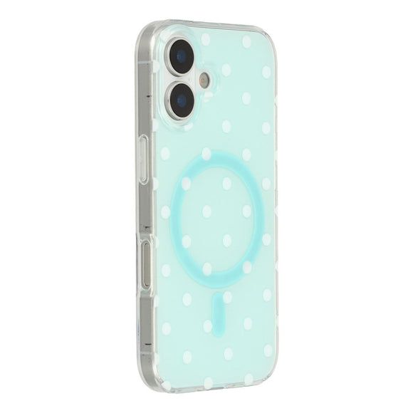 EIDERWOOD iPhone 17 Hybrid Cover m. Polka Design - MagSafe Kompatibel - Gennemsigtig / Turkis