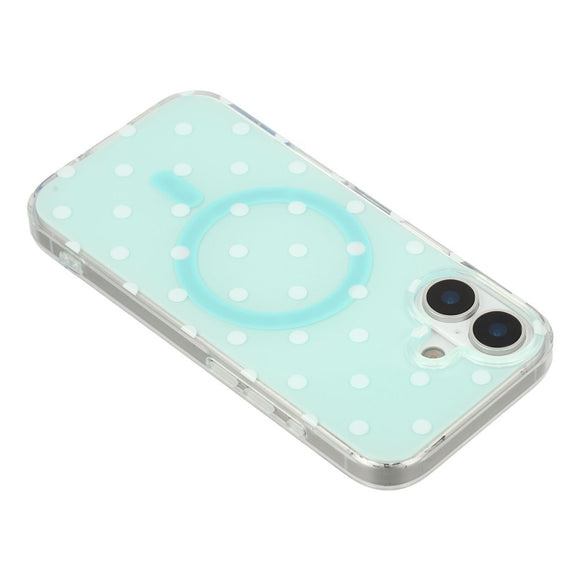 EIDERWOOD iPhone 17 Hybrid Cover m. Polka Design - MagSafe Kompatibel - Gennemsigtig / Turkis