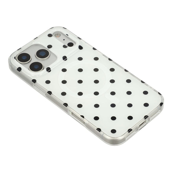 EIDERWOOD iPhone 17 Pro Hybrid Cover m. Polka Design - MagSafe Kompatibel - Gennemsigtig / Sort