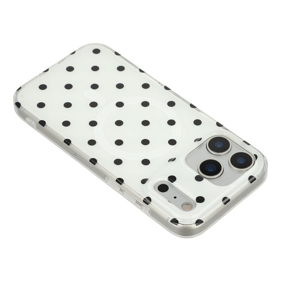 EIDERWOOD iPhone 17 Pro Hybrid Cover m. Polka Design - MagSafe Kompatibel - Gennemsigtig / Sort