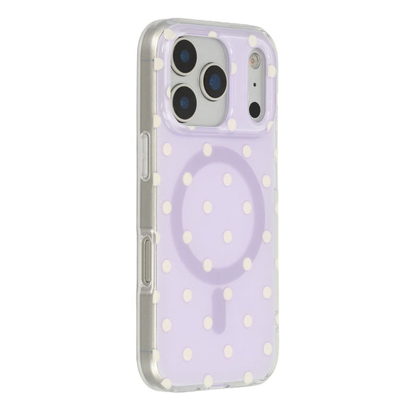EIDERWOOD iPhone 17 Pro Hybrid Cover m. Polka Design - MagSafe Kompatibel - Gennemsigtig / Lilla