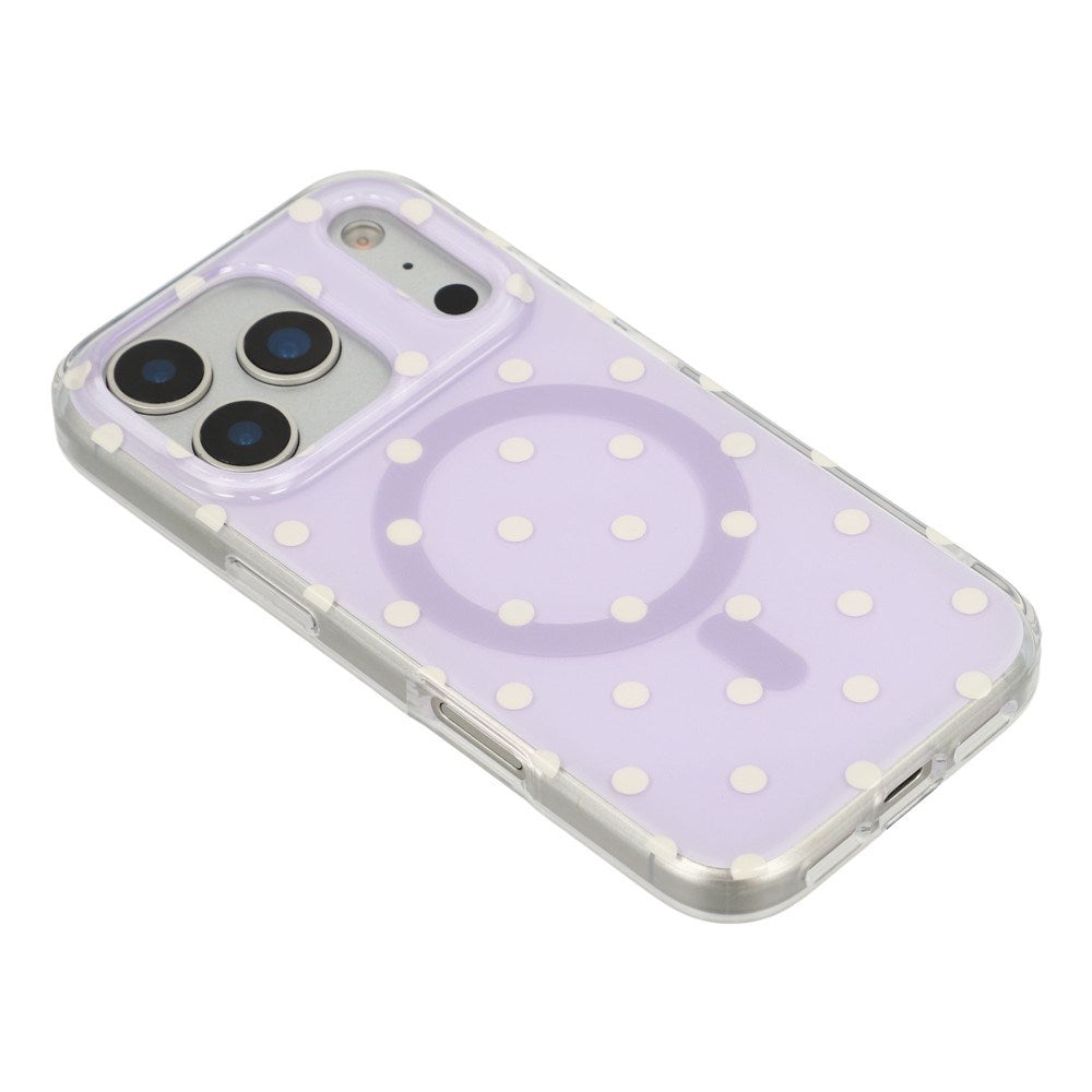 EIDERWOOD iPhone 17 Pro Hybrid Cover m. Polka Design - MagSafe Kompatibel - Gennemsigtig / Lilla