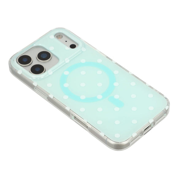 EIDERWOOD iPhone 17 Pro Max Hybrid Cover m. Polka Design - MagSafe Kompatibel - Gennemsigtig / Turkis