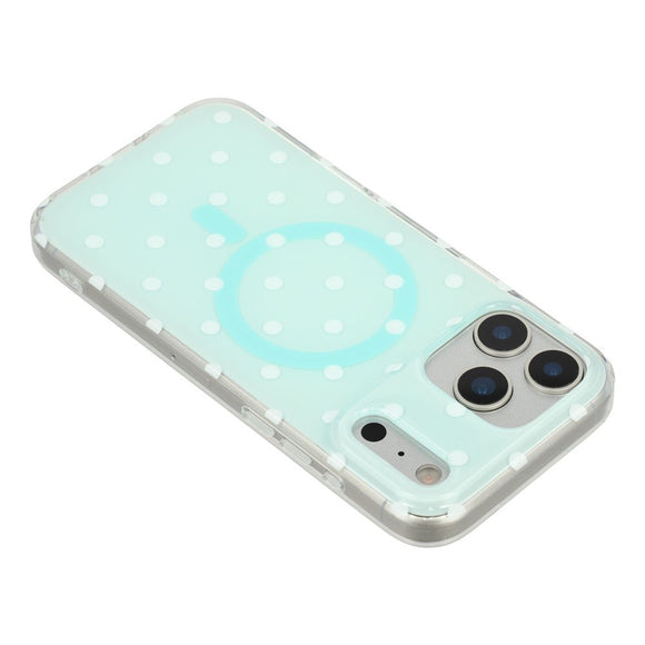 EIDERWOOD iPhone 17 Pro Max Hybrid Cover m. Polka Design - MagSafe Kompatibel - Gennemsigtig / Turkis