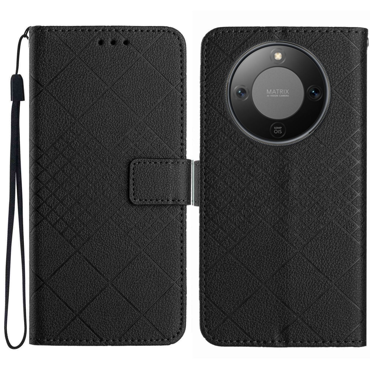 Honor Magic8 Lite EIDERWOOD Kunstlæder Flip Cover m. Strop - Sort