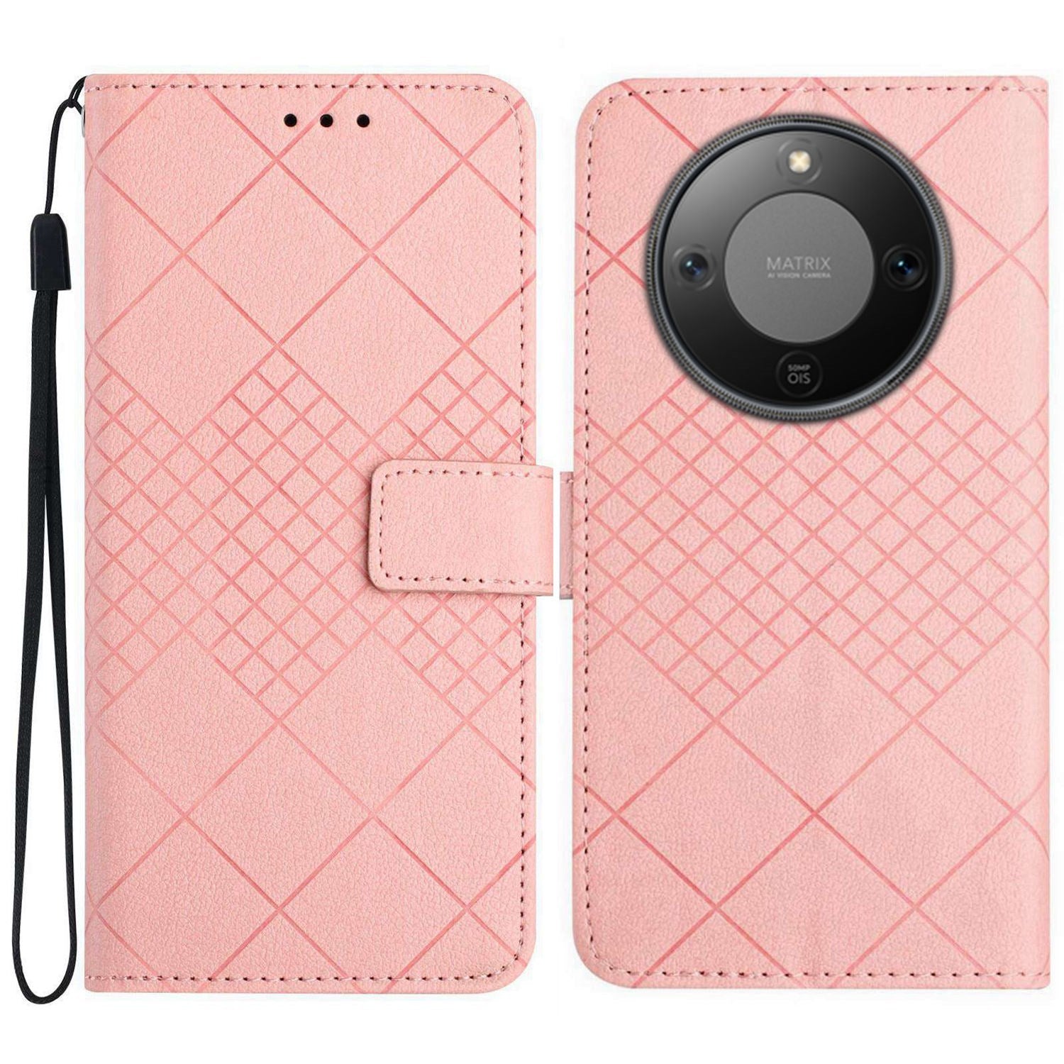 Honor Magic8 Lite EIDERWOOD Kunstlæder Flip Cover m. Strop - Lyserød