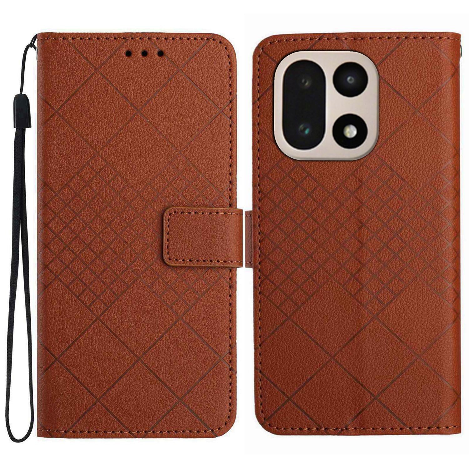 EIDERWOOD OnePlus 15 Kunstlæder Flip Cover m. Aftryk - Brun