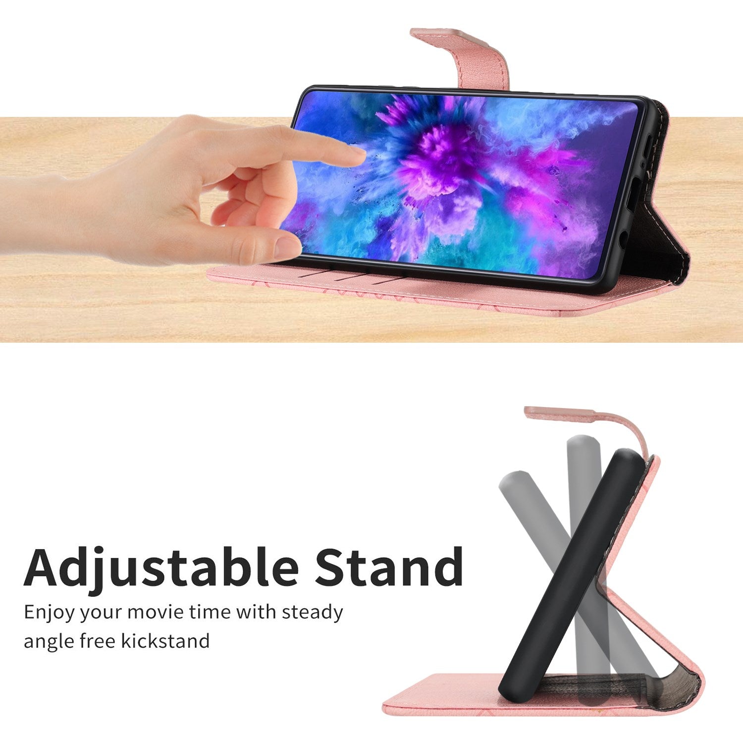 EIDERWOOD OnePlus 15 Kunstlæder Flip Cover m. Aftryk - Lyserød