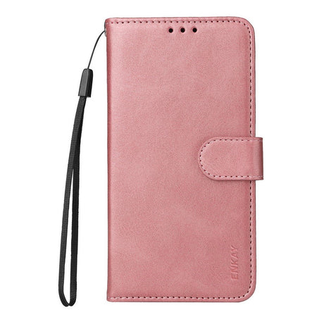 Samsung Galaxy S26 Ultra ENKAY 2-i-1 Kunstlæder Flip Cover m. Skærmbeskyttelsesglas - Lyserød