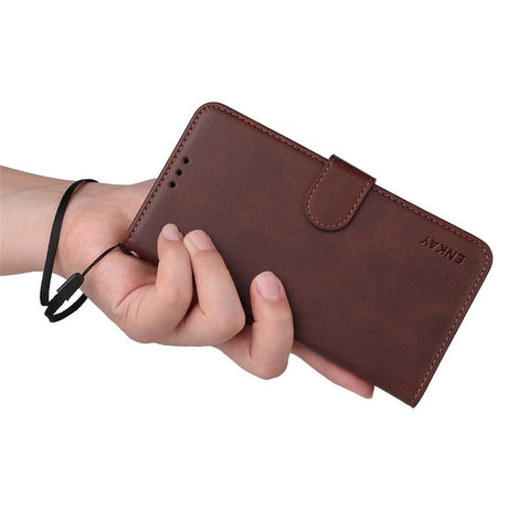Samsung Galaxy S26 Ultra ENKAY 2-i-1 Kunstlæder Flip Cover m. Skærmbeskyttelsesglas - Rød