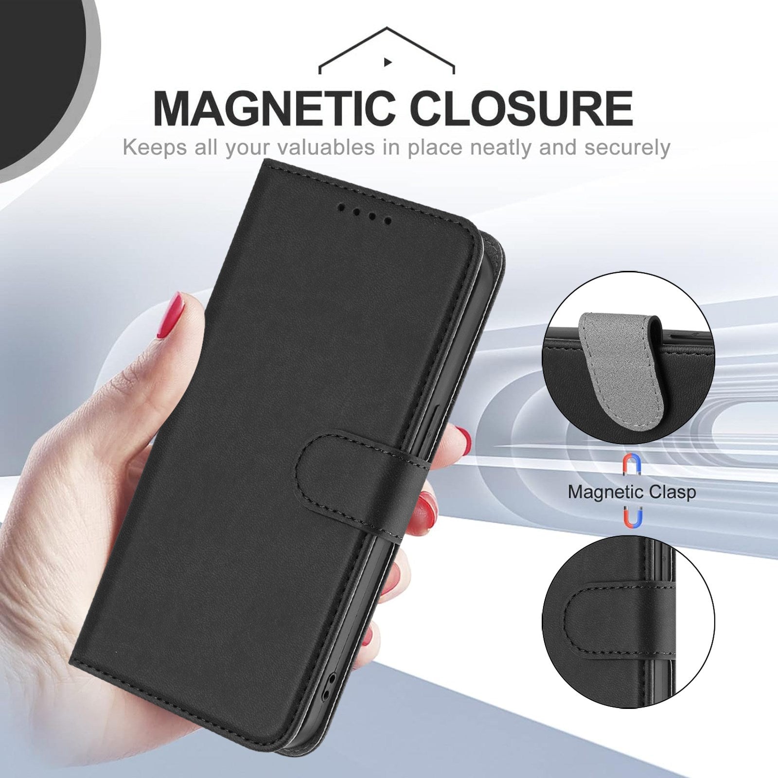Honor Magic8 Lite EIDERWOOD Kunstlæder Flip Cover m. Pung - Sort