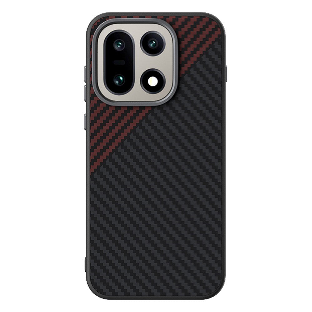 OnePlus 15 Carbon FIber Cover - MagSafe Kompatibel - Sort/Rød
