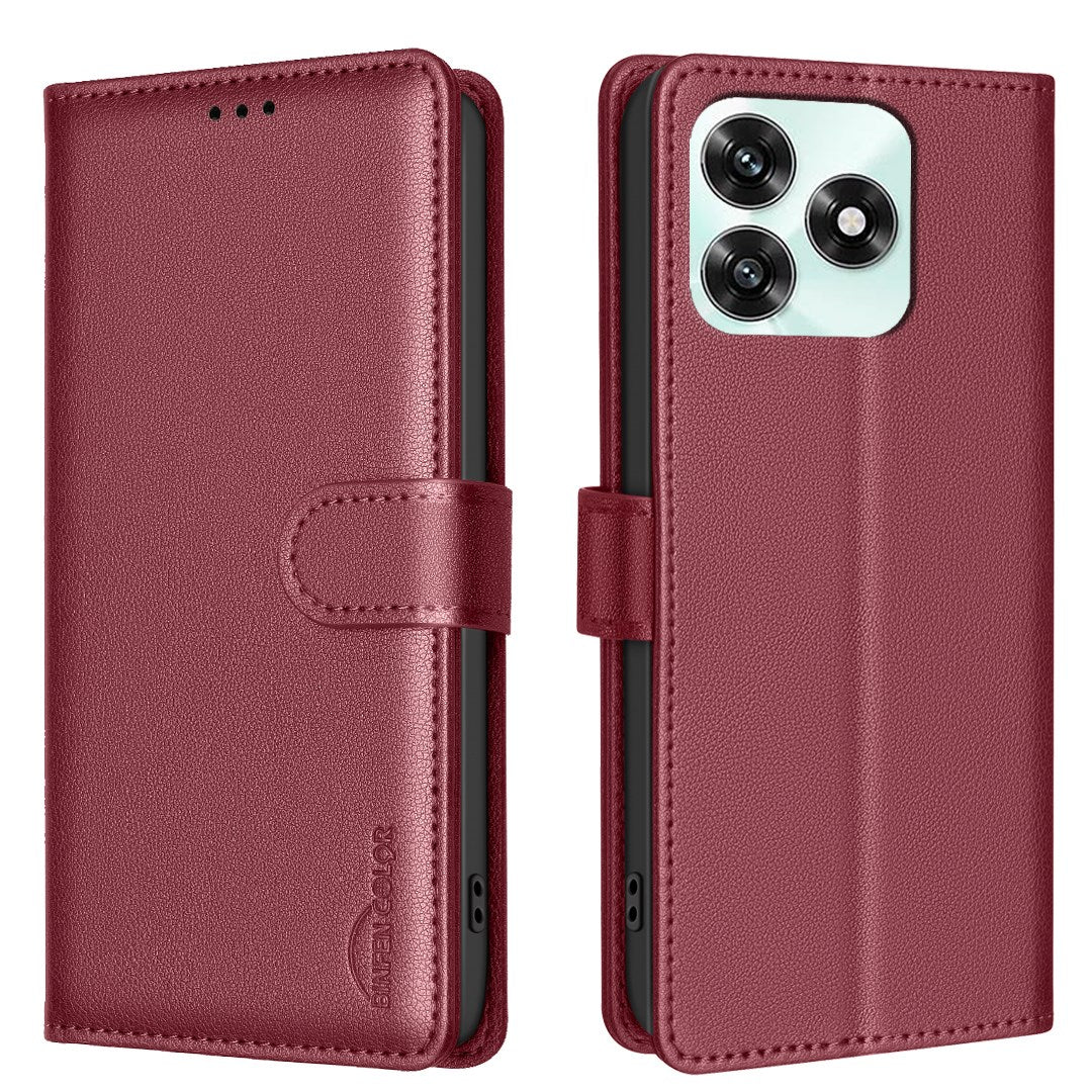Honor X5c Plus BINFIN Kunstlæder Flip Cover m. RFID Blokering - Rød