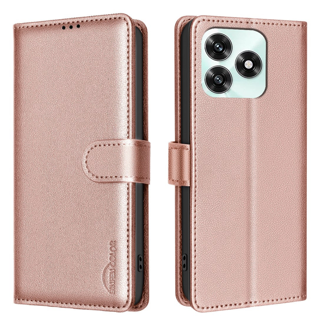 Honor X5c Plus BINFIN Kunstlæder Flip Cover m. RFID Blokering - Rose Gold