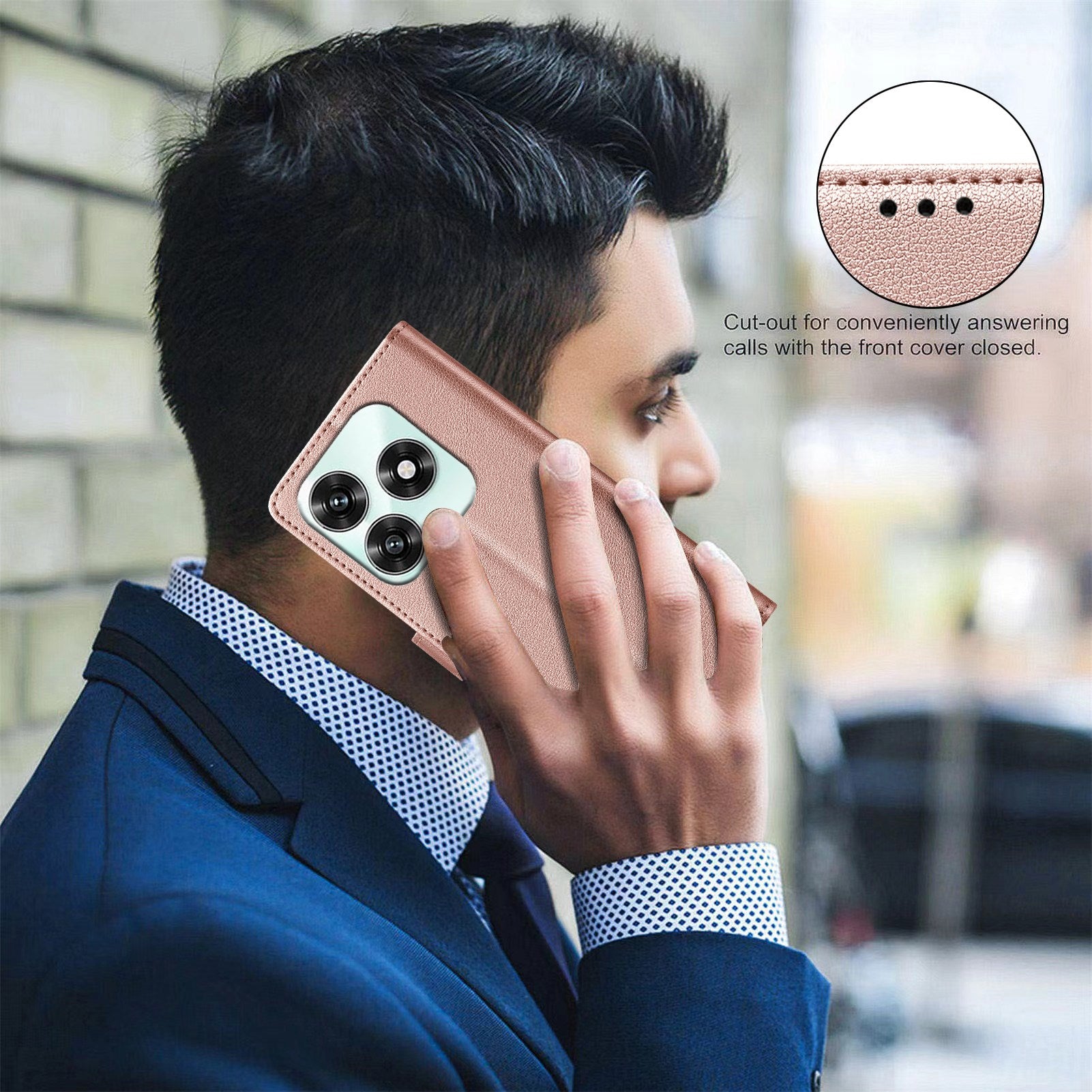 Honor X5c Plus BINFIN Kunstlæder Flip Cover m. RFID Blokering - Rose Gold