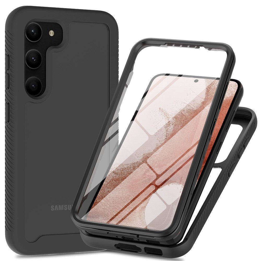 Samsung Galaxy S23 Hybrid Plastik Cover m. Skærmbeskyttelse - Sort / Gennemsigtig