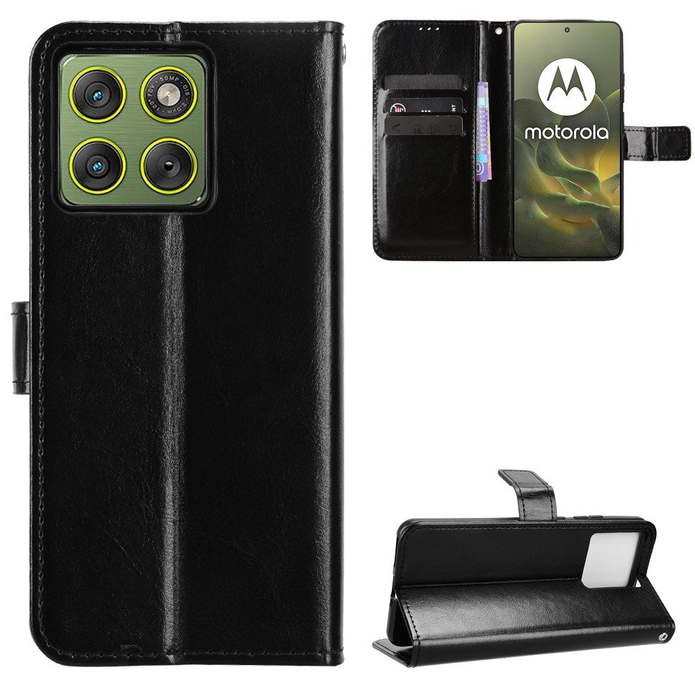 Motorola Edge 70 EIDERWOOD Kunstlæder Cover m. Strop & Kortholder - Sort