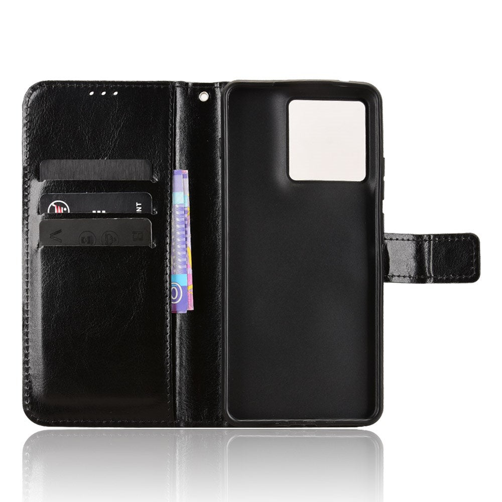 Motorola Edge 70 EIDERWOOD Kunstlæder Cover m. Strop & Kortholder - Sort