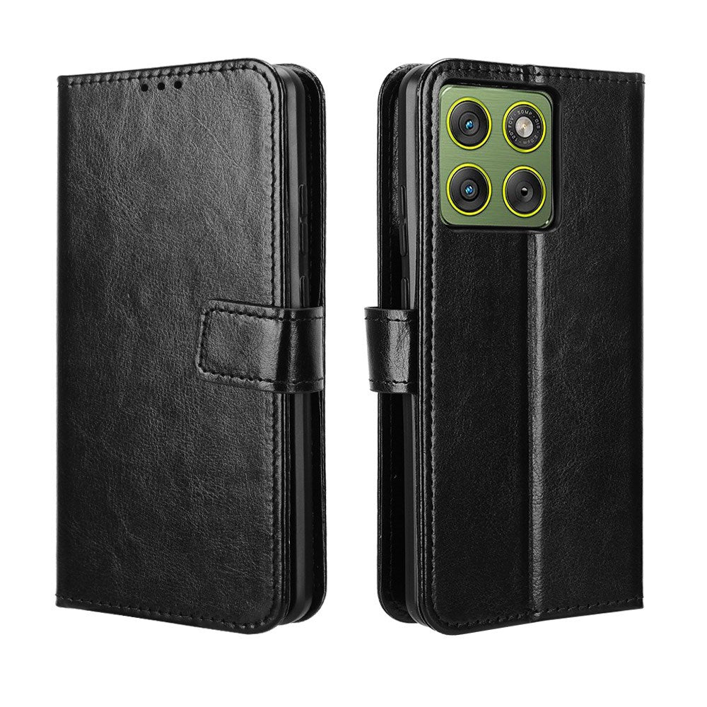 Motorola Edge 70 EIDERWOOD Kunstlæder Cover m. Strop & Kortholder - Sort