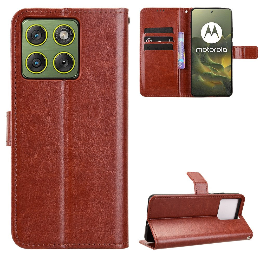 Motorola Edge 70 EIDERWOOD Kunstlæder Cover m. Strop & Kortholder - Brun