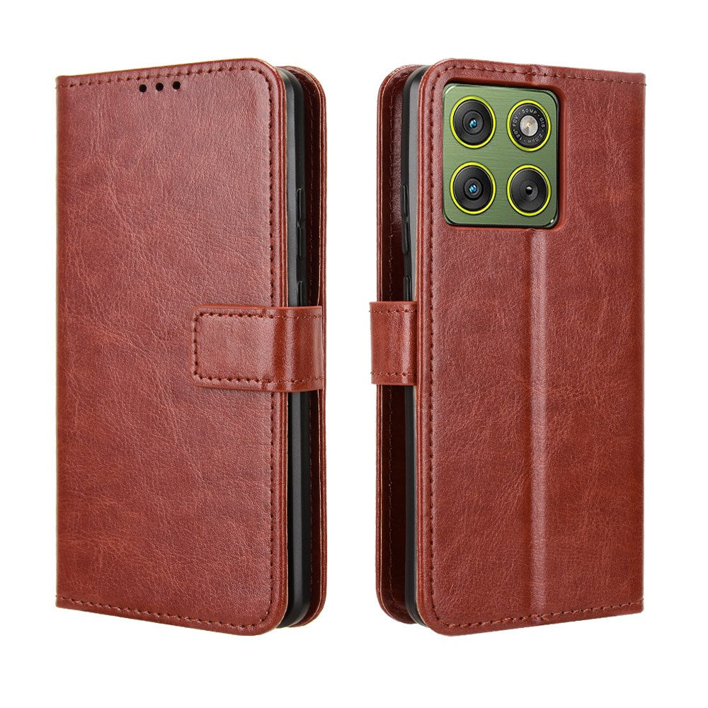 Motorola Edge 70 EIDERWOOD Kunstlæder Cover m. Strop & Kortholder - Brun