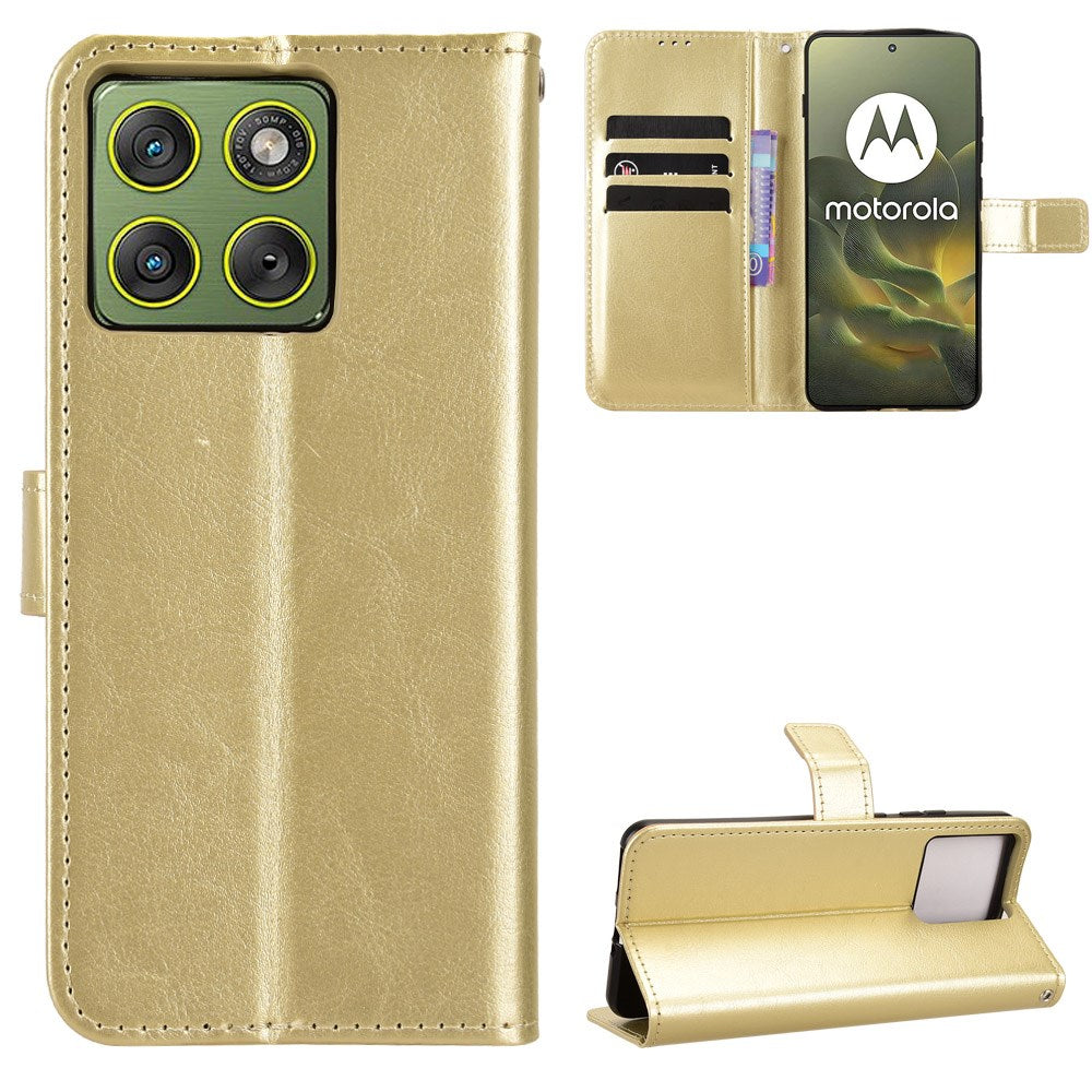 Motorola Edge 70 EIDERWOOD Kunstlæder Cover m. Strop & Kortholder - Guld