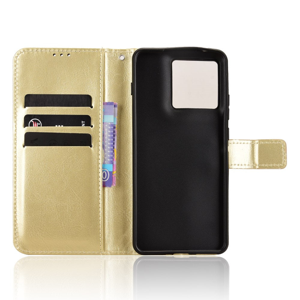 Motorola Edge 70 EIDERWOOD Kunstlæder Cover m. Strop & Kortholder - Guld