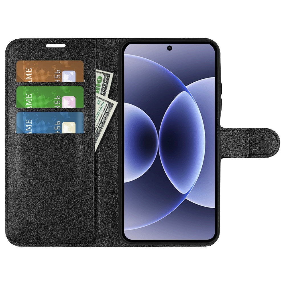 Xiaomi 17 EIDERWOOD Litchi Tekstur Kunstlæder Flip Cover m. Kortholder - Sort