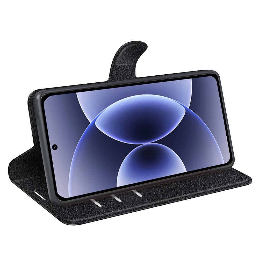 Xiaomi 17 EIDERWOOD Litchi Tekstur Kunstlæder Flip Cover m. Kortholder - Sort