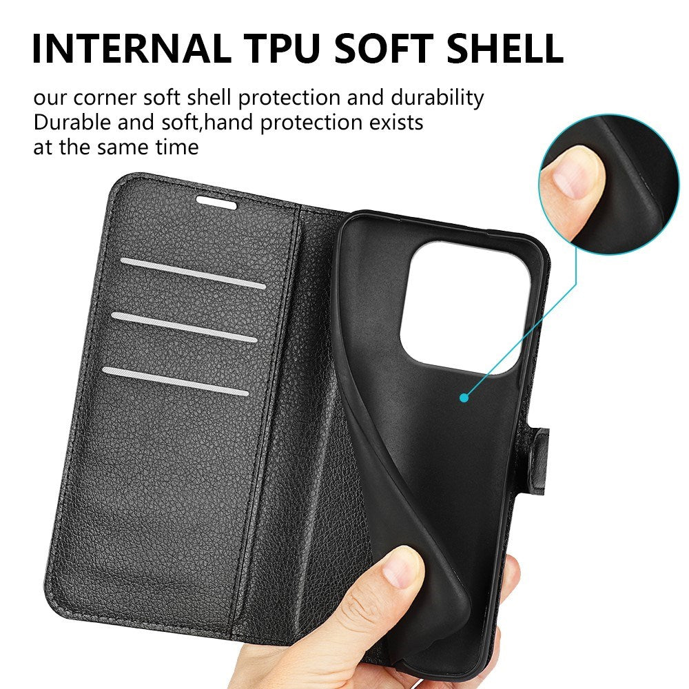 Xiaomi 17 EIDERWOOD Litchi Tekstur Kunstlæder Flip Cover m. Kortholder - Sort