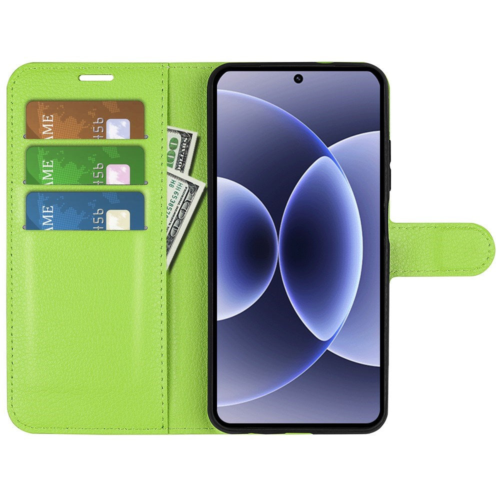 Xiaomi 17 EIDERWOOD Litchi Tekstur Kunstlæder Flip Cover m. Kortholder - Grøn